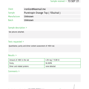 orange top puretropin gh HPLC testing 2021